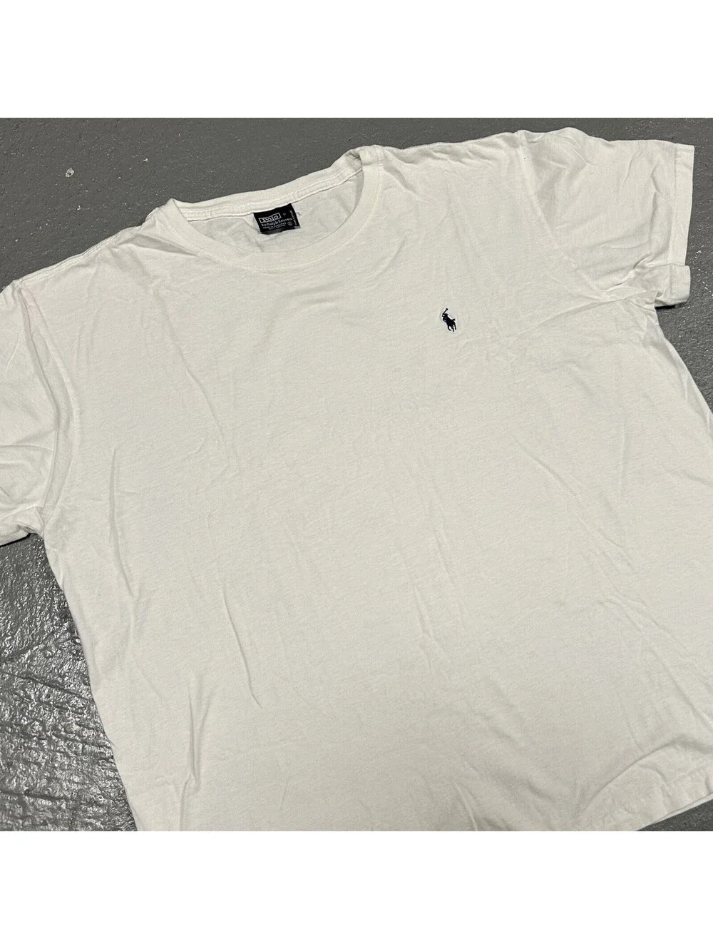 VINTAGE Polo Ralph Lauren Logo Cotton Plain White T-Shirt Size XL